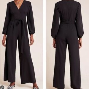 Black V-Neck Jumpsuit with Balloon Sleeves